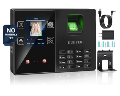 4 in 1 Time Clocks for Employees Small Business Face + Fingerprint + Palm Print