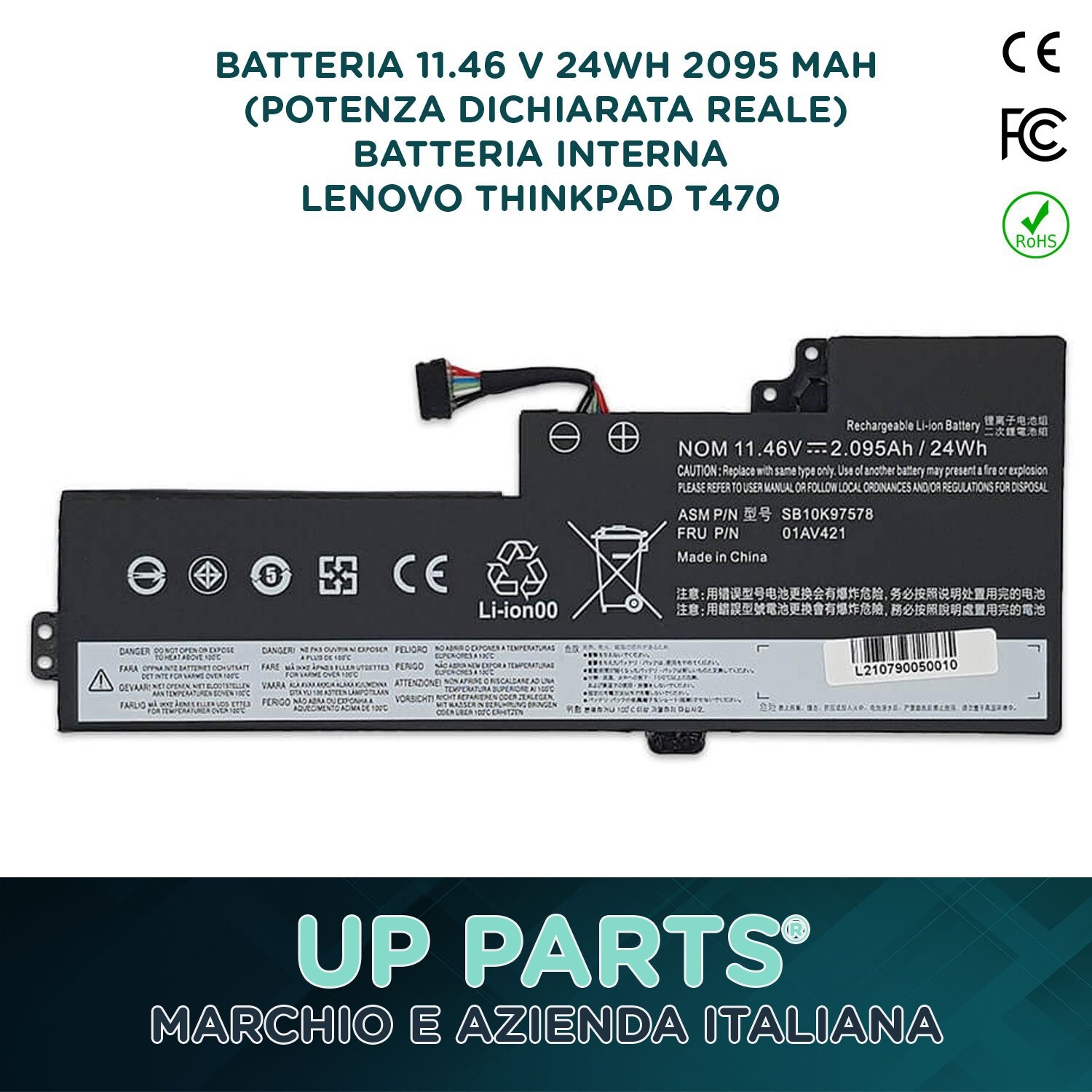 Sostituzione Batteria ThinkPad T470 Interna 01AV423 Chip Originale 24Wh