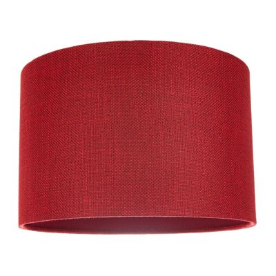 Contemporary and Sleek Red Plain Natural Linen Fabric Drum Lamp Shade 60w  UK