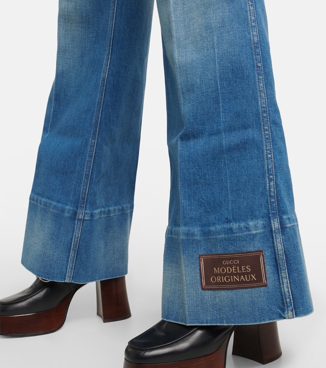 【関税&送料込み】Gucci Flared Trousers GUCCI Embroidered flared jeans Size 25 | eBay