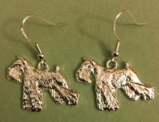 SCHNAUZER DOG EARRINGS,  Furry" - Pewter with SS Ear Wires - MINI GIANT