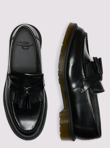 BNIB Dr. Martens Adrian Smooth Leather Tassel Loafers Shoes Black Sz 9 Womens - Afbeelding 2 van 9