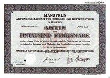 Mansfeld Aktiengesellschaft für Bergbau und Hüttenbetrieb 1933 1000 RM