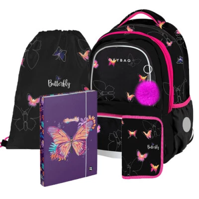 OXYBAG Butterfly Schmetterling Schulrucksack Rucksack Schulranzen Ranzen Set 4 teilig