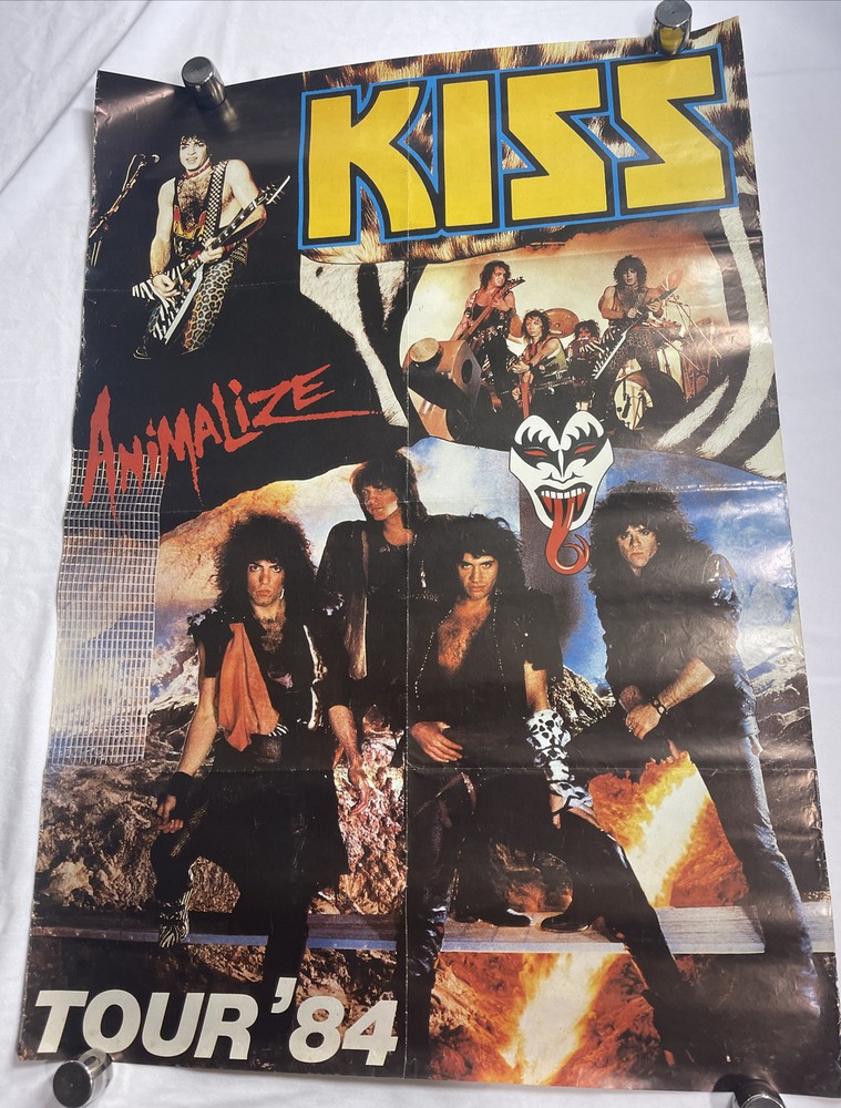 Kiss - Poster Animalize Tour 1985 24x34.5” 1984 Paul Stanley Gene Simmons Rock