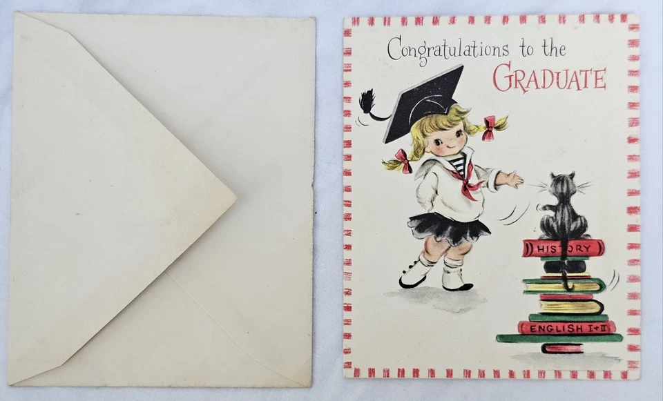 Rare Unused JC Hall Bros Hallmark Greeting Card 1940's-50's Congrats Graduate - Image 2 of 4