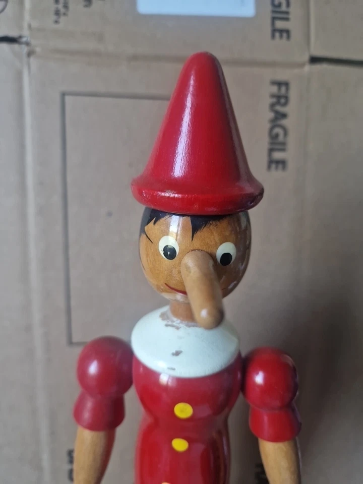 pinocchio Articulé en bois Ancien  37 Cm - Photo 2/4