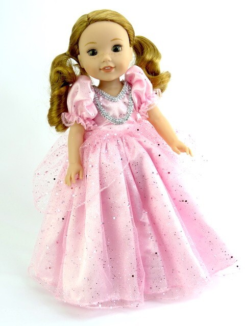 Pink Sparkle Princess Dress Fits 14.5" Wellie Wisher American Girl Doll  Clothing | eBay
