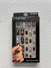 24pk Halloween Press On Nails Self Adhesive Scary Creepy Clowns