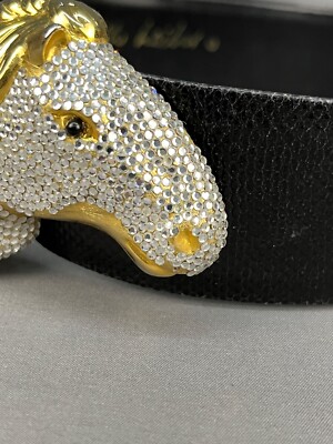 Judith Leiber Crystal Horse Equine Adjustable Black Leather  display picture 1