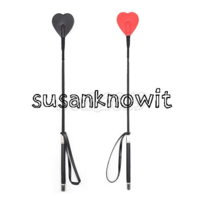 New 21.26'' Heart Shape Riding Crop Flogger Whip PU Leather Binding Paddle