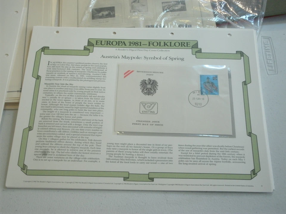 Reader's Digest First Day Cover Stamp Collection Europa Folklore Pages 1981 Vtg - Image 3 of 4