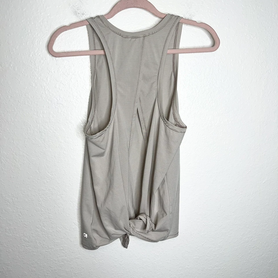 Camiseta sin mangas Gap para mujer pequeña atlética bronceada crema rayas sin mangas corbata trasera yoga B12 Foto 4 de 4