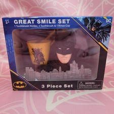 Batman Great Smile Set Toothbrush Holder Rinse Cup DC Comics Superhero Oral Gift