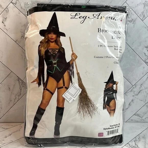 Leg Avenue Broomstick Babe Adult Womens Witch Costume Size M - Image 2 of 4