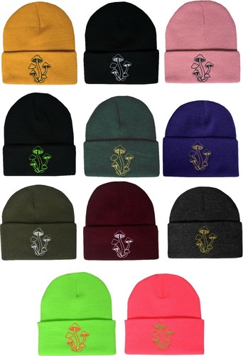 Magic Mushroom Beanie Hat Embroidered 