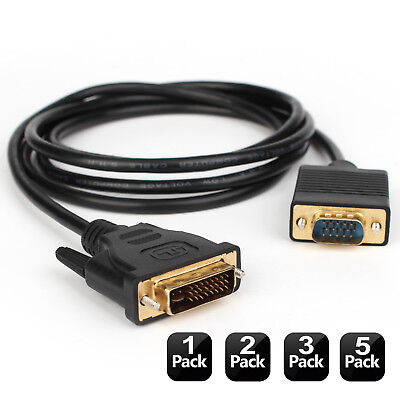 24+5 DVI-I Dual Link Male to VGA Cable Cord Male Video Monitor Adapter PC 10FT