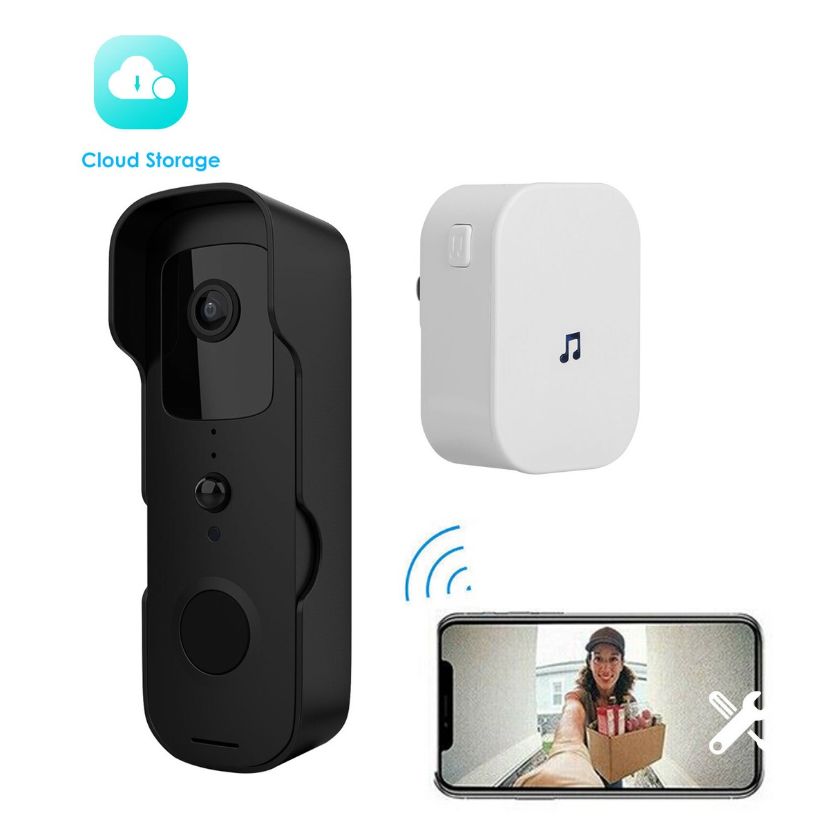 Wireless WiFi Smart Doorbell Intercom Video Camera Door Bell Chime Security  Cam