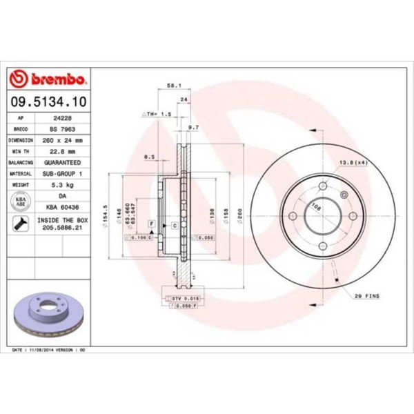 Brembo 2X Bremsscheibe Vorne 260 InnenbelüFtet FüR Ford Sierra Gbg GB4-image
