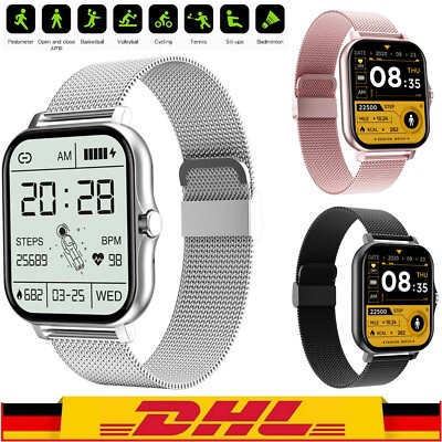 Smartwatch Bluetooth Armband Pulsuhr Sport Fitness Tracker für Damen Herren