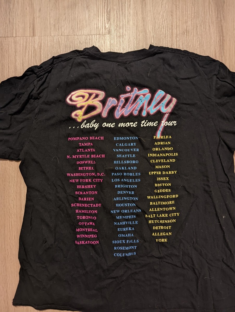 🎤 Britney Spears T-Shirt Large Black Baby-One-More-Time Tour