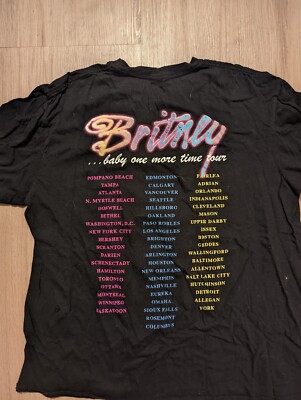 🎤 Britney Spears T-Shirt Large Black Baby-One-More-Time Tour