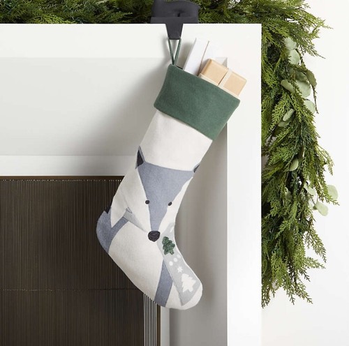 Crate & Barrel Fox Christmas Stocking, New!