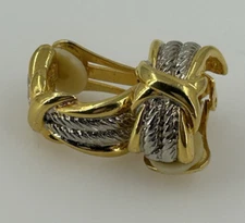 Vintage Gold Tone & Silver Tone Classy Clip On Earrings Cuff Womens