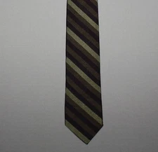 1970s Mr Guy Skinny Necktie 1.75" x 57" Brown Striped Rockabilly Tie Rodeo Drive