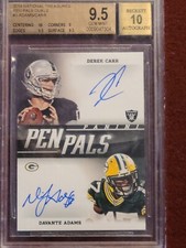 2014 National Treasures Pen Pals Rookie Autos Derek Carr Devante Adams Las Vegas