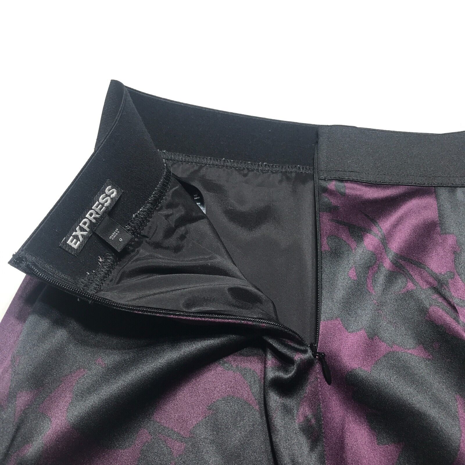 Express Skirt Womens Sz 0 Burgundy Black Floral P… - image 11