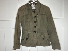 Anthropologie Hei Hei Jacket Womens 2 Olive Green Elkanah Military Style Utility