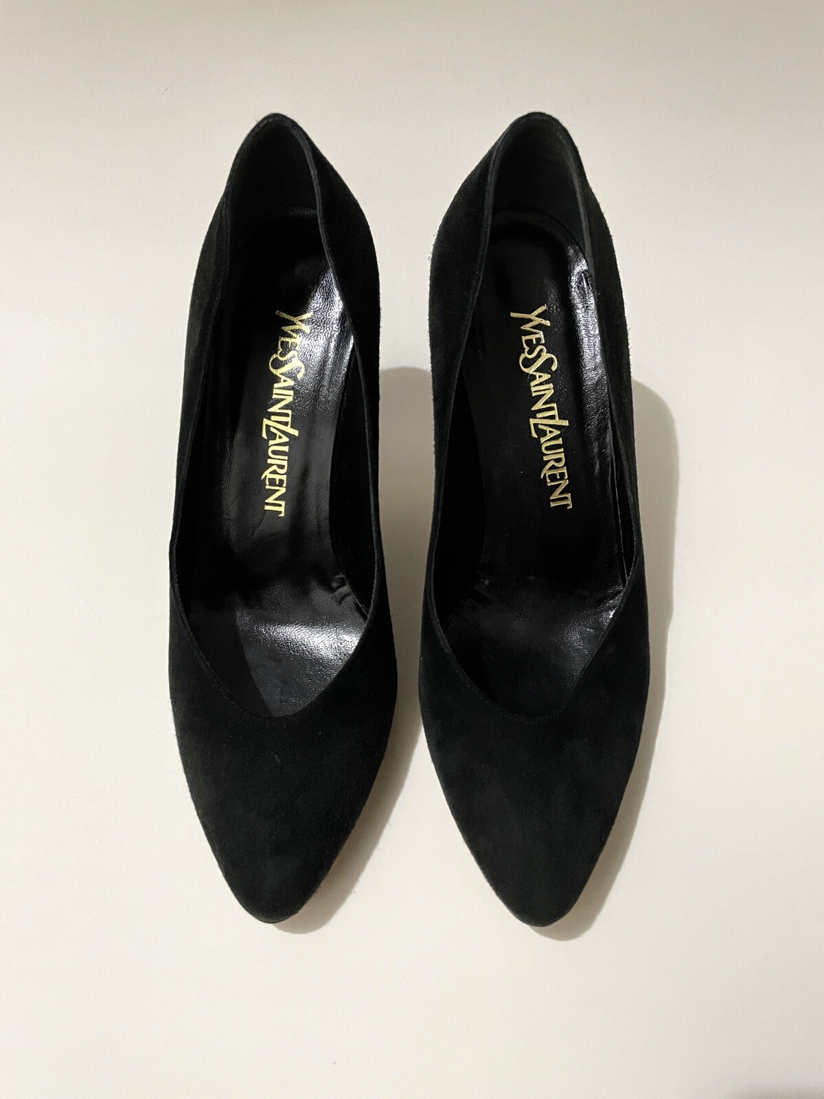 SAINT LAURENT Decolte donna vintage YSL nere in pelle con tacco taglia 6M Made in Italy