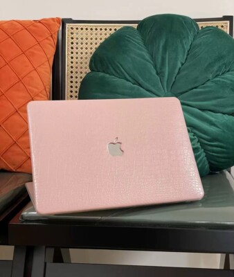 Pink Crocodile PU Leather Cover For Macbook M5 Pro 14 M4 Air 13 15