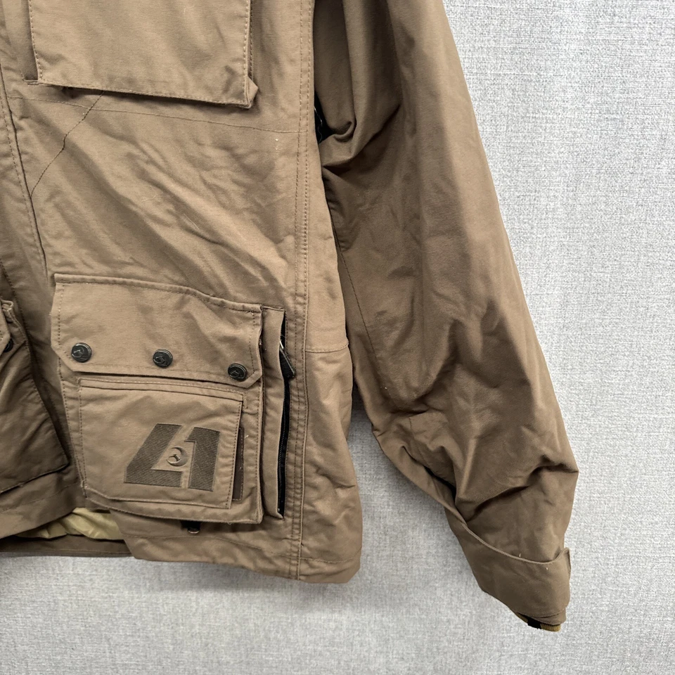 Jaqueta de snowboard masculina L1 Premium marrom média com capuz zíper completo esqui - Imagem 3 de 4