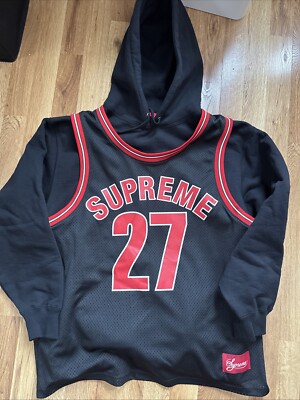 New Black Supreme Basketball Jersey Sweatshirt Hoodie Sz M Rare | eBay
