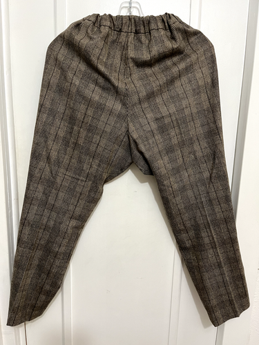 BABATON Cohen Pants Stretchable for Women 6 Brown Plaid Wool Cashmere - Picture 4 of 11