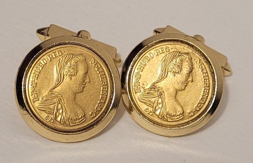 Boutons De Manchette Anciens En Or Fixe K13 - Style Vintage Pour Chemise