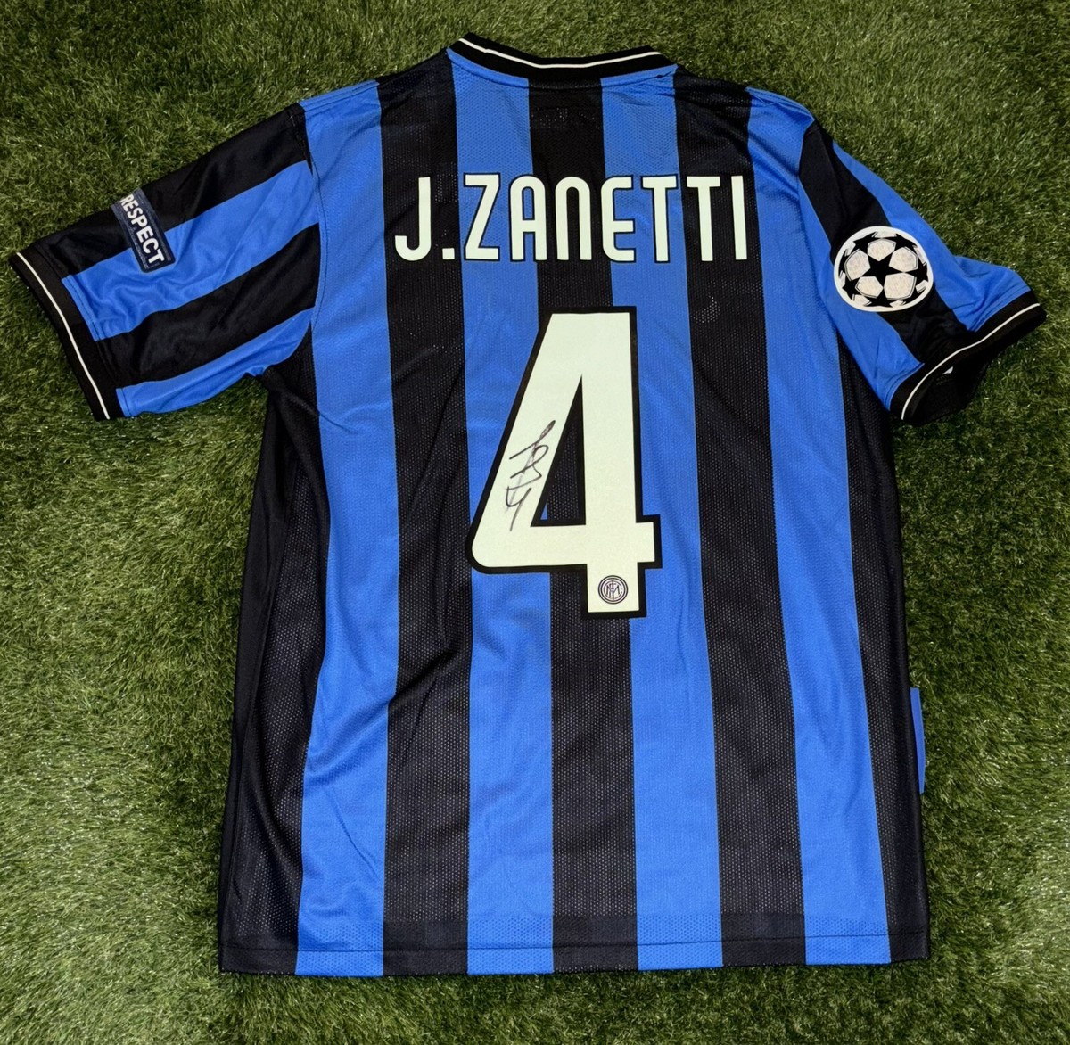 Barcelona Inter Milan Javier Zanetti Match Worn Inter Milan Seria A ...