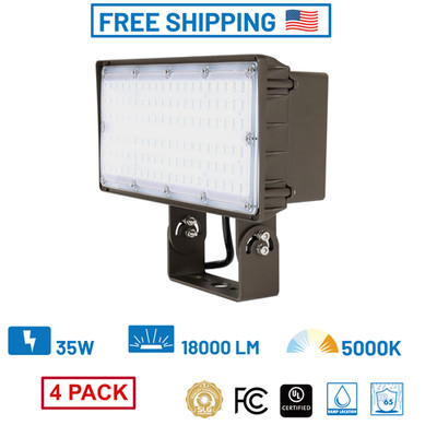 4 PACK SLG 135W LED Flood Light 18000 Lm 5000K 120-277V Trunnion Mount FDCX