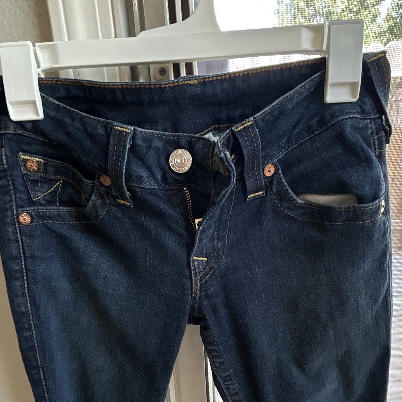 True Religion World Tour Women's Dark Wash Blue Denim Skinny Jeans, Size 27