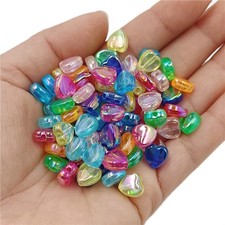 100x Heart Shaped Colorful Glass Beads For Bracelet Earrings Jewelry Making DIY 