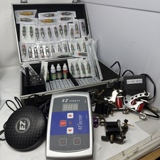 EZ Tattoo Power Supply Kit w/ 4 Tattoo Machines EZ Touch Pedal Case