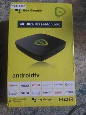 ITV 4K Ultra HD Set-Top Box Android TV Streaming Service with Chromecast