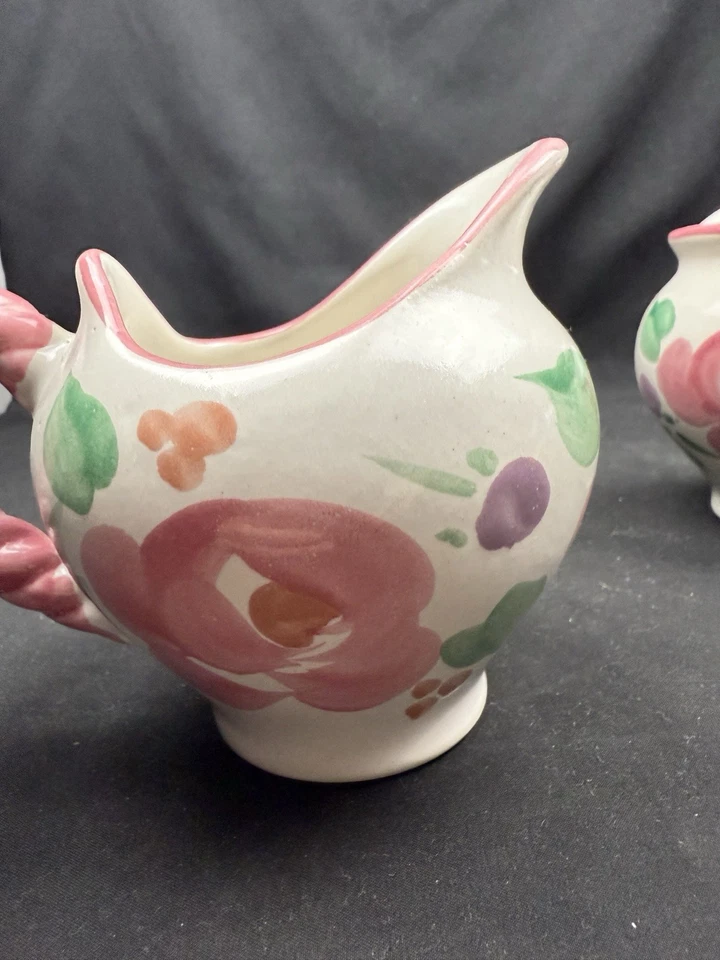 Colorido Floral FIORIWARE Zanesville Ohio Cerámica Azúcar y Crema Set MCM DE COLECCIÓN Foto 4 de 4