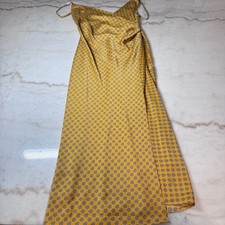 Urban Outfitters Yellow Polka Dot Satin Midi Dress Size M