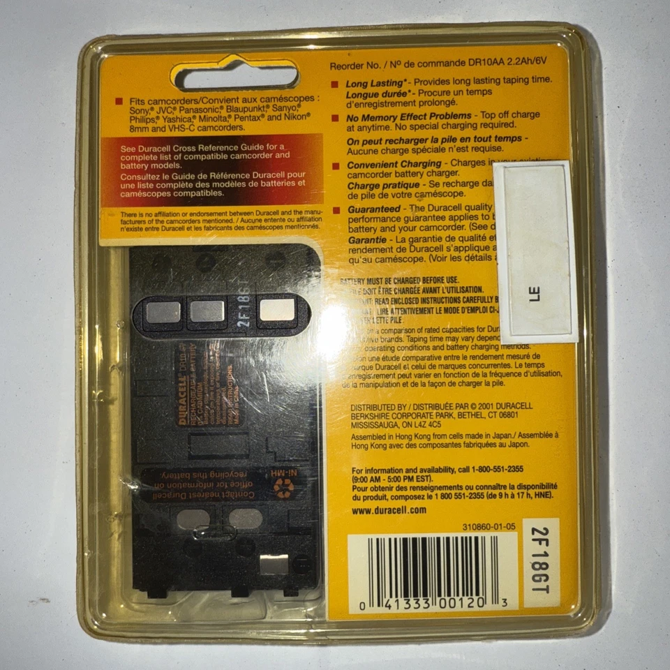 Batería recargable para videocámara Duracell DR10 NUEVA Foto 2 de 4