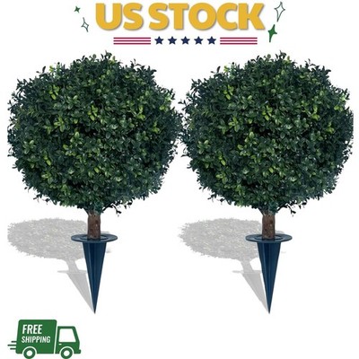 NEW 27'' Artificial Boxwood Ball Bush UV Resistant Indoor Outdoor Decor 2Pk