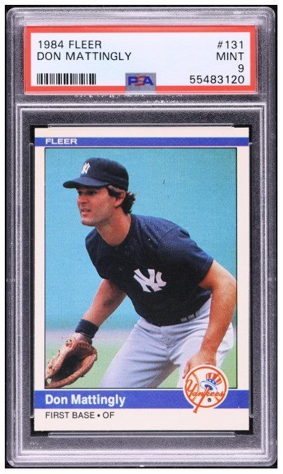 1984 FLEER #131 DON MATTINGLY PSA 9 MINT ROOKIE RC NEW YORK YANKEES -