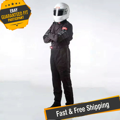 RaceQuip 110005 Black Single Layer Driving Suit; Size Large
